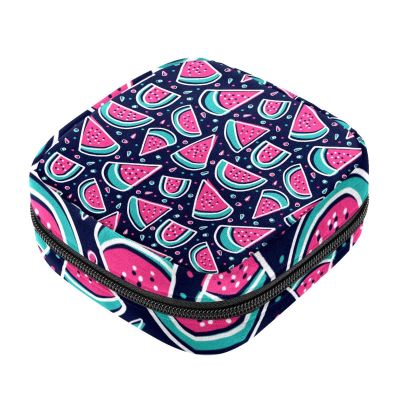 Sanitary Pad Storage Bag, Feminine Product Pouch, Portable Period Kit Bag for Girls and Women, Colorful Watermelon Slice, Multicolor, 4.7 x 6.6 x 6.6 in/12 x 17 x 17 cm