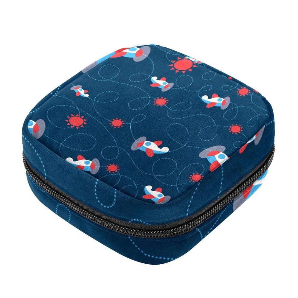 Sanitary Pad Storage Bag, Feminine Product Pouch, Portable Period Kit Bag for Girls and Women, Wintersweet Red Background, Multicolor, 4.7 x 6.6 x 6.6 in/12 x 17 x 17 cm