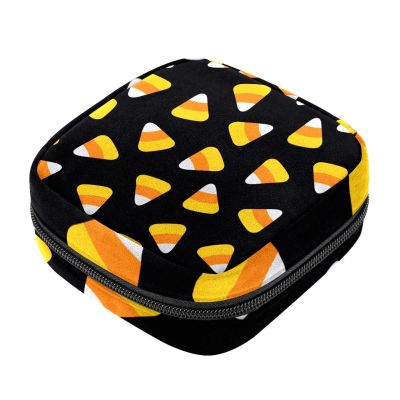 Menstrual Pad Storage Bag, Portable Period Kit Pouch, Halloween Candy Black, Multicolor, 4.7 x 6.6 x 6.6 in/12 x 17 x 17 cm