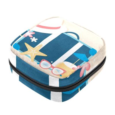 Sanitary Pad Storage Bag, Portable Period Kit Pouch for Girls and Women, Cute Multicolor Travel Bag, 4.7 x 6.6 x 6.6 in/12 x 17 x 17 cm