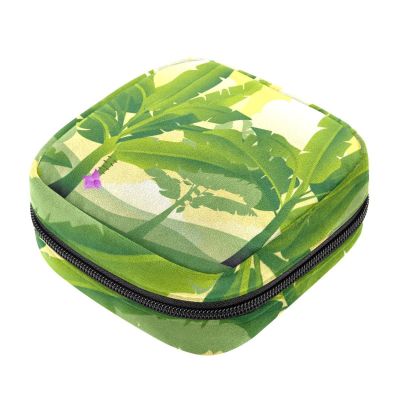 Women's Sanitary Pad Storage Bag, Portable Period Kit Pouch, Banana Tree Leaves, Multicolor, 4.7 x 6.6 x 6.6 in / 12 x 17 x 17 cm
