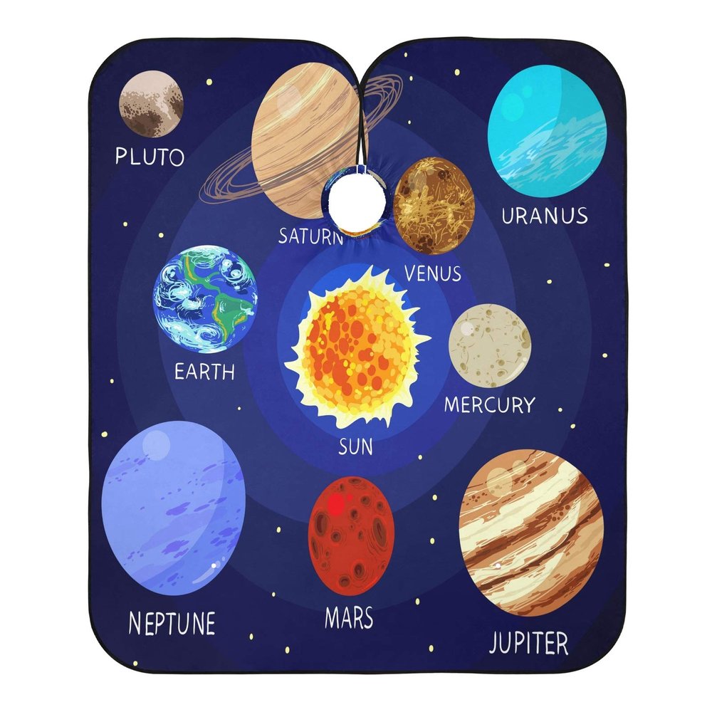 Cartoon Solar System Haircut Cape for Salons and Home
