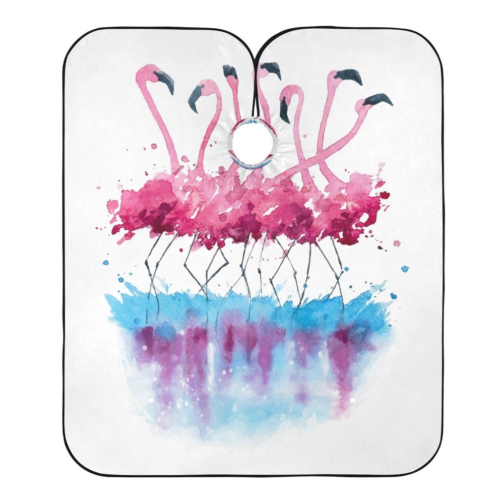 Flamingo Watercolor Haircut Cape, Adjustable and Water-Resistant
