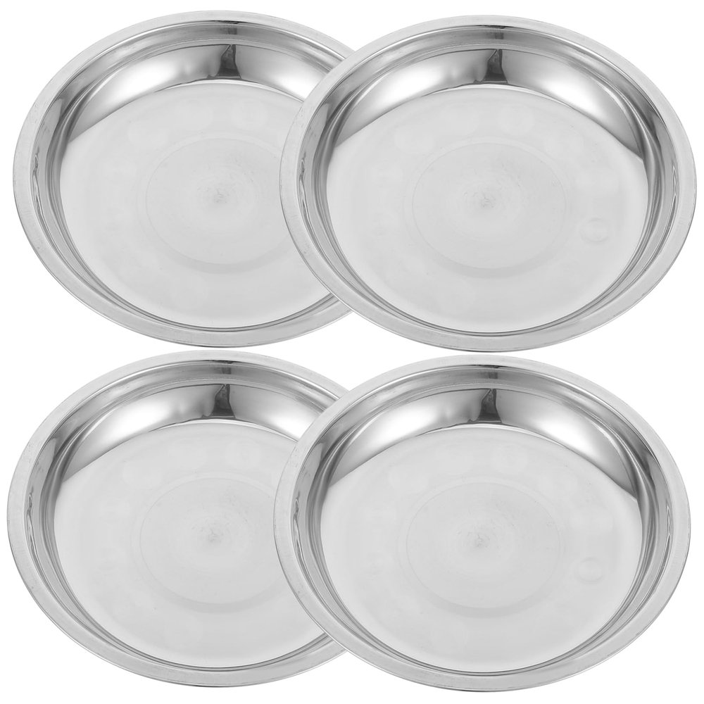 POPETPOP Stainless Steel Cat and Puppy Bowls, 4-Pack, Silver