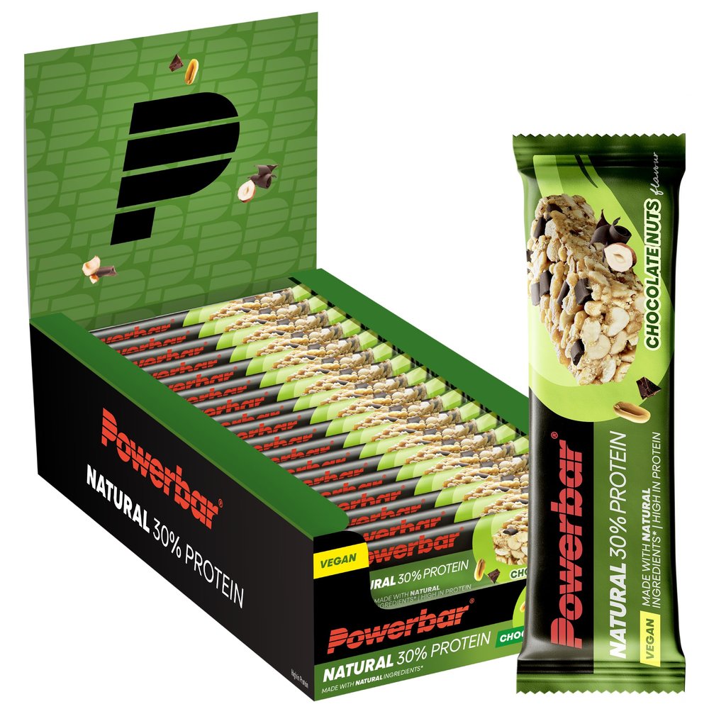 PowerBar Natural Protein Chocolate Nuts, 18 x 40 g, Vegan Protein Bar, Palm Oil-Free