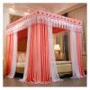 MIDUNU Mosquito Net, 4-Post Canopy Curtains, Princess Bed Canopy, Double-Layer Embroidery and Lace Blackout Curtains for Double Bed (Size: 1.8 x 2 m, Color: Pink) view 1
