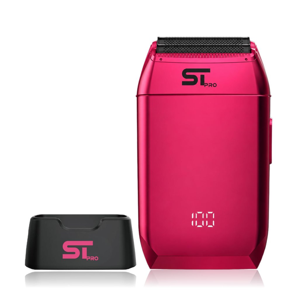 Supreme Trimmer STF602 Electric Shaver for Men, Wet & Dry, Black Crunch (Pink)