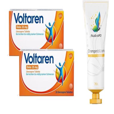 Voltaren Dolo 25 mg Tablets Value Pack, 2 x 20 Tablets, incl. Faar-Apo Hand Cream