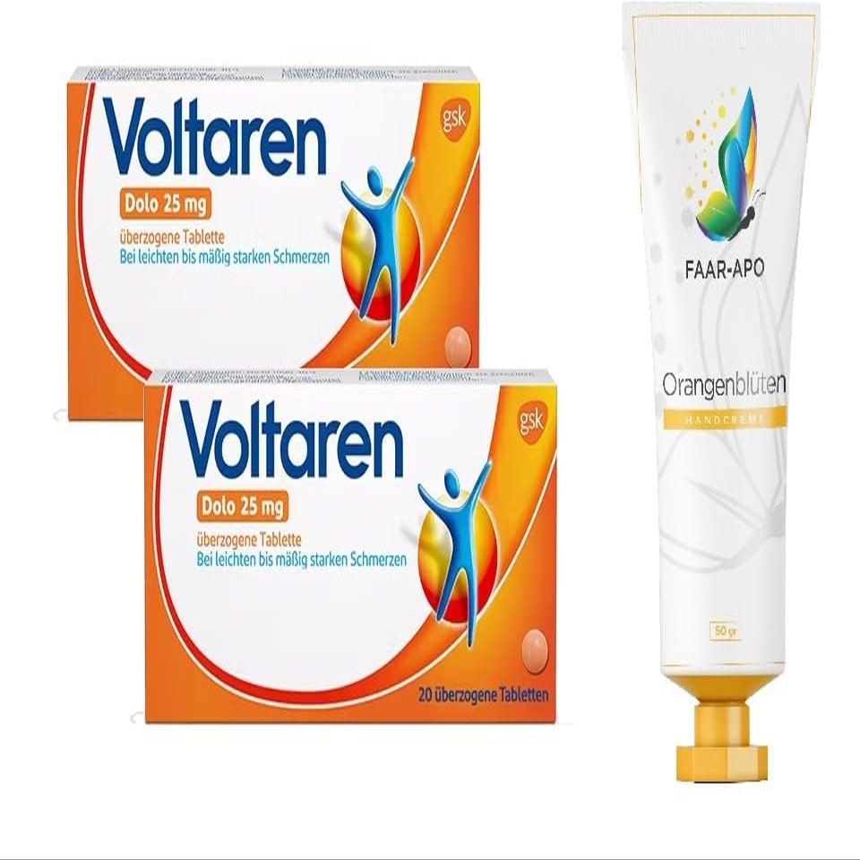 Voltaren Dolo 25 mg Tablets Value Pack, 2 x 20 Tablets, incl. Faar-Apo Hand Cream