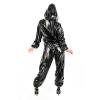 Shiny Leather Jumpsuit for Women, PVC Hooded Gothic-Style One-Piece Costume, Clubwear, Transparent, S view 3