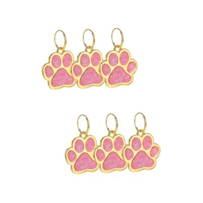 POPETPOP 6-Piece Creative Dog and Cat Name Tags, Golden Paw Print Dog Tags, Anti-Loss Stylish Jewelry for Dogs