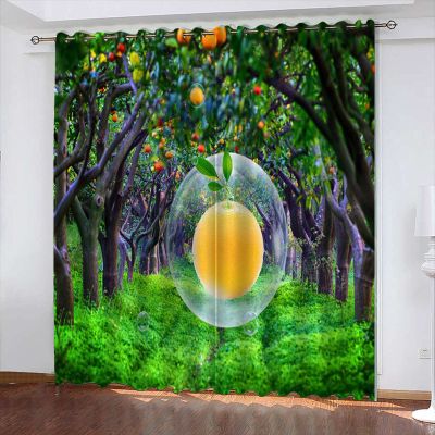 MYPALL 2-Piece Green Forest 3D Blackout Curtains, 75 x 166 cm