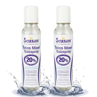 Seasan Dead Sea Salt Spray, 2 x 150 ml (in 19 cm Bottle), 100% Pure Natural, 20% Dead Sea Salt Solution, Scalp Care, Mild Formula with Care Complex, Dermatologically Tested