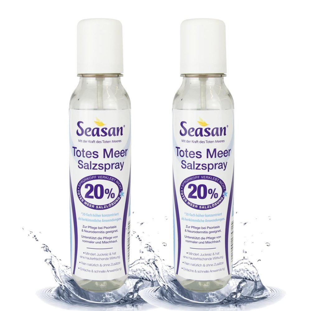 Seasan Dead Sea Salt Spray, 2 x 150 ml (in 19 cm Bottle), 100% Pure Natural, 20% Dead Sea Salt Solution, Scalp Care, Mild Formula with Care Complex, Dermatologically Tested