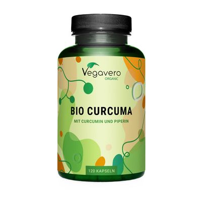 Organic Turmeric Capsules | Curcuma Extract & Powder | 144 mg Curcumin & 162 mg Curcuminoids | With Piperine | 120 Count | Vegan | Made in Germany by Vegavero