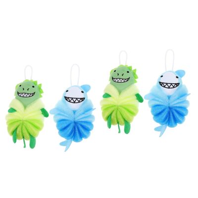 Beavorty 4-Piece Cartoon Bath Sponges for Gentle, Skin-Friendly Daily Cleansing