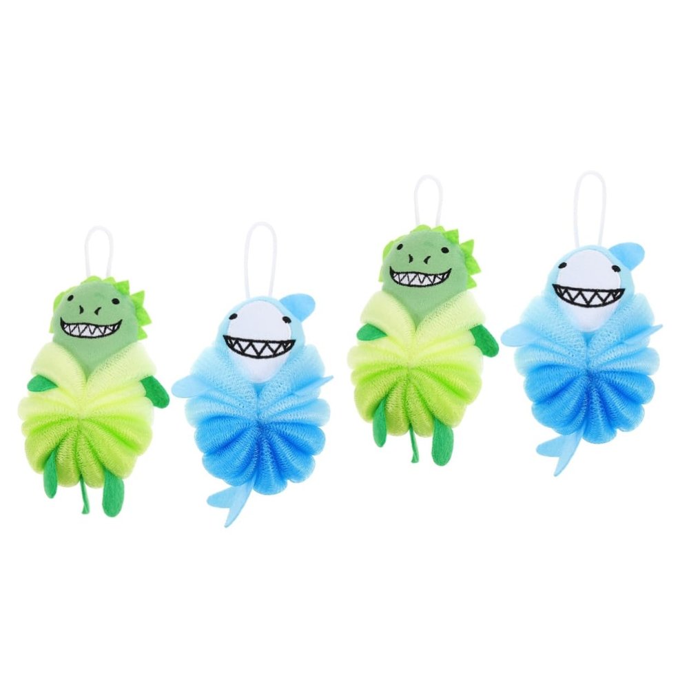 Beavorty 4-Piece Cartoon Bath Sponges for Gentle, Skin-Friendly Daily Cleansing