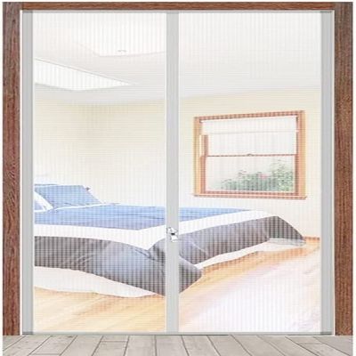 Durable Pet-Proof Screen Door with Double-Sided Zipper, Silver