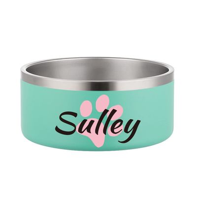Personalized Stainless Steel Dog Bowls for Small, Medium, and Large Dogs and Cats, Non-Slip Bottom, Green