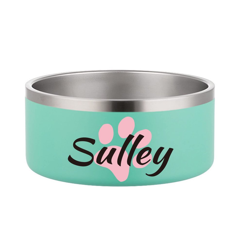 Personalized Stainless Steel Dog Bowls for Small, Medium, and Large Dogs and Cats, Non-Slip Bottom, Green