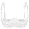FEESHOW Women's Open-Bust Lift Bra, Sheer Lace/Leather Underwire Lingerie, White, 5XL view 1