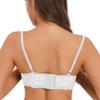 FEESHOW Women's Open-Bust Lift Bra, Sheer Lace/Leather Underwire Lingerie, White, 5XL view 2