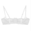 FEESHOW Women's Open-Bust Lift Bra, Sheer Lace/Leather Underwire Lingerie, White, 5XL view 4