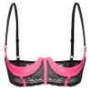 inhzoy Women's Lace Open-Cup Underwire Bra, Push-Up Lingerie, Pink, 4XL view 1