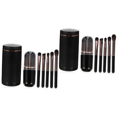 FRCOLOR 2-Piece Travel Makeup Brush Set with Case and Lid
