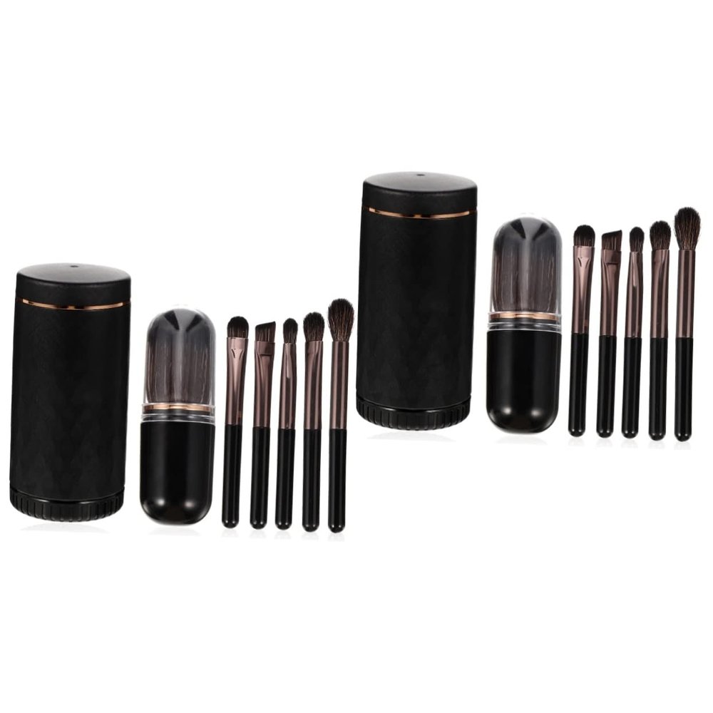 FRCOLOR 2-Piece Travel Makeup Brush Set with Case and Lid