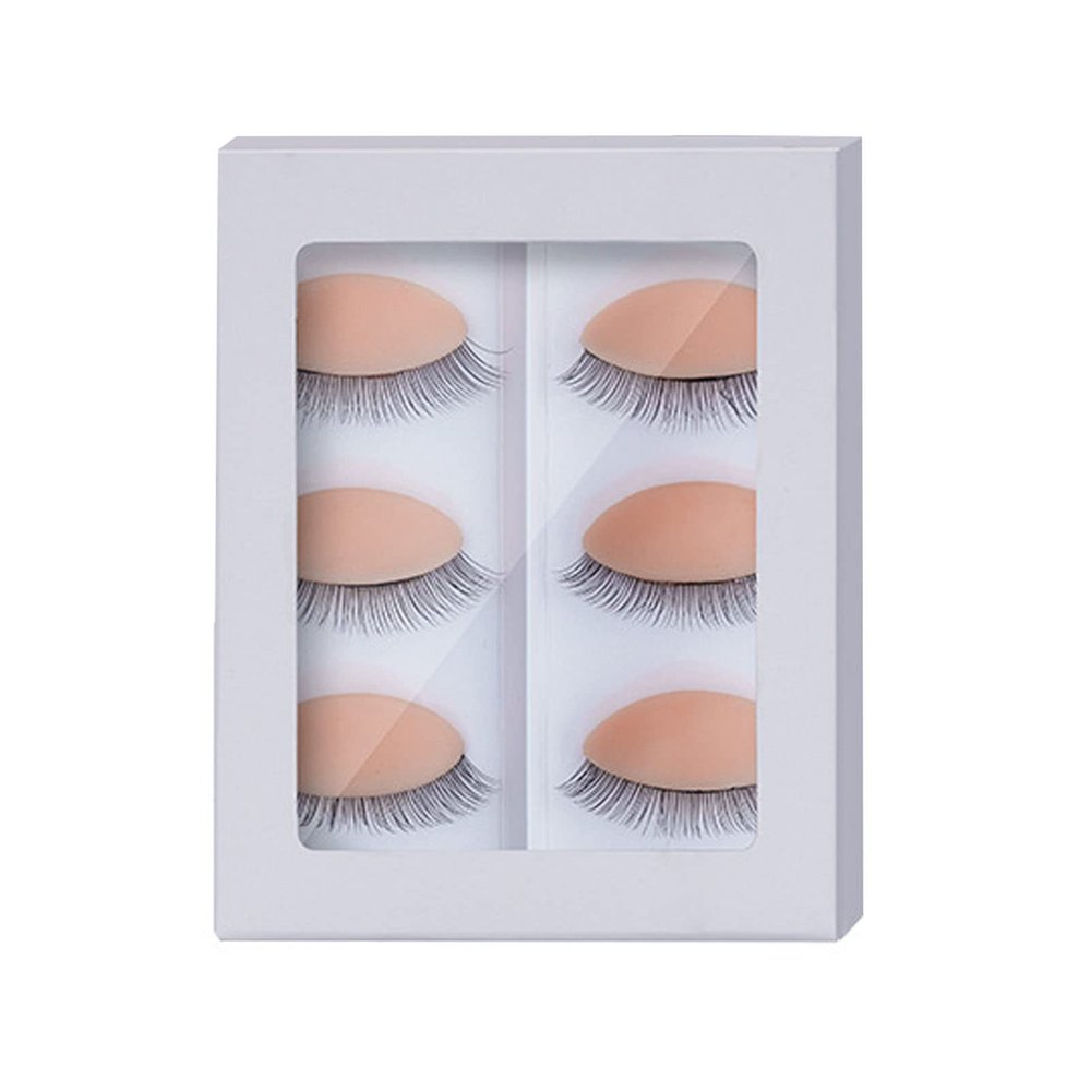 3 Pairs Double-Layer Replacement Eyelids for Eyelash Training, Silicone, Pink