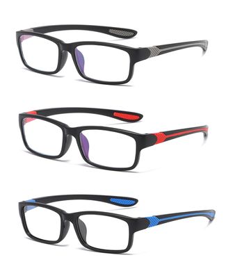 Eyglajdd TR90 Reading Glasses for Women and Men, Rectangular Two-Tone, 3-Pack, Blue-Light Blocking, Gray/Blue/Red, +3.50