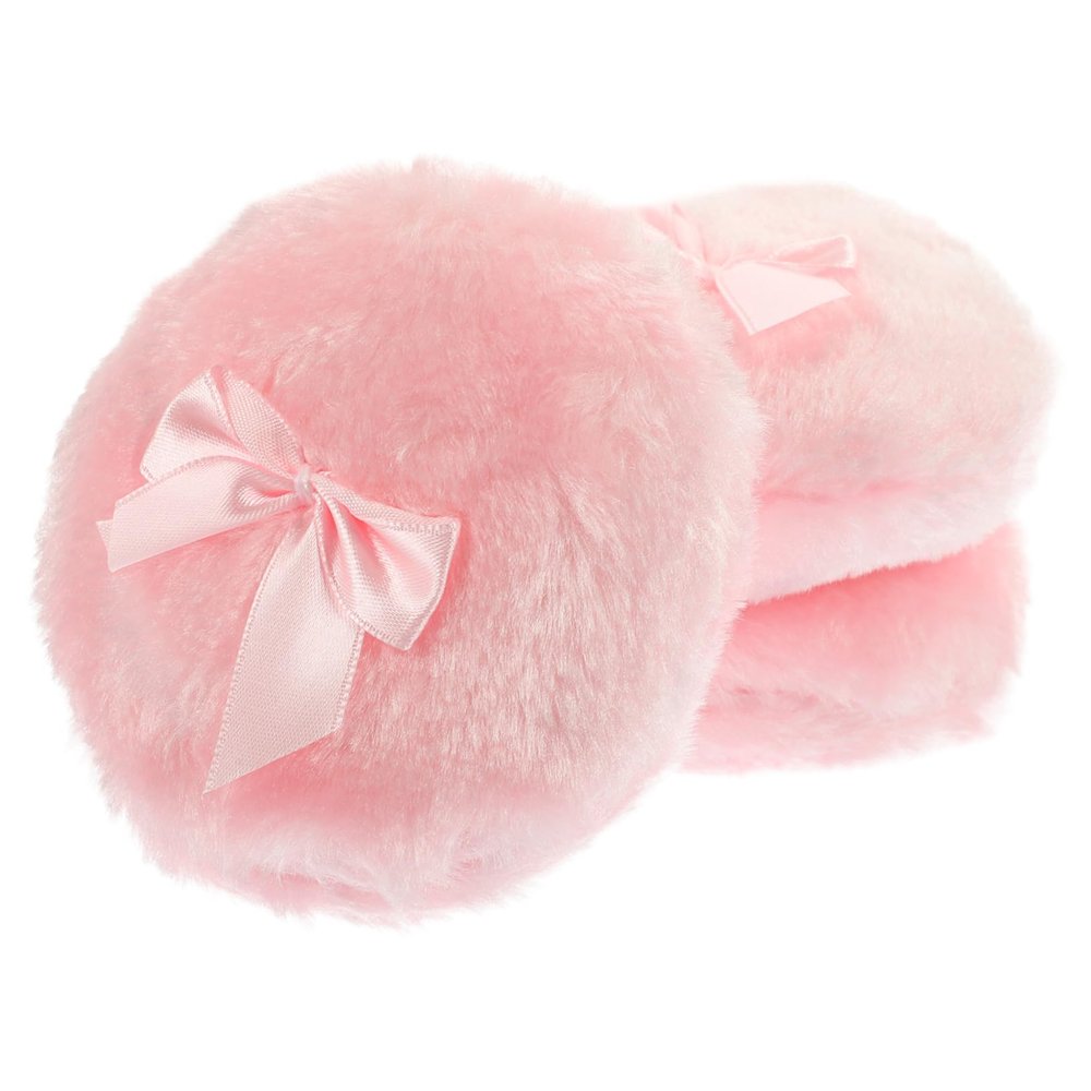 SOESFOUFU 3-Pack Round Cotton Baby Powder Puffs with Plush Bow, Compact and Fast-Drying for Body Care
