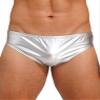 MSemis Men's Wetlook Patent Leather String Underwear, Low-Rise Mini Thong, Silver 4XL view 1