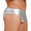 MSemis Men's Wetlook Patent Leather String Underwear, Low-Rise Mini Thong, Silver 4XL view 2