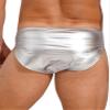 MSemis Men's Wetlook Patent Leather String Underwear, Low-Rise Mini Thong, Silver 4XL view 4