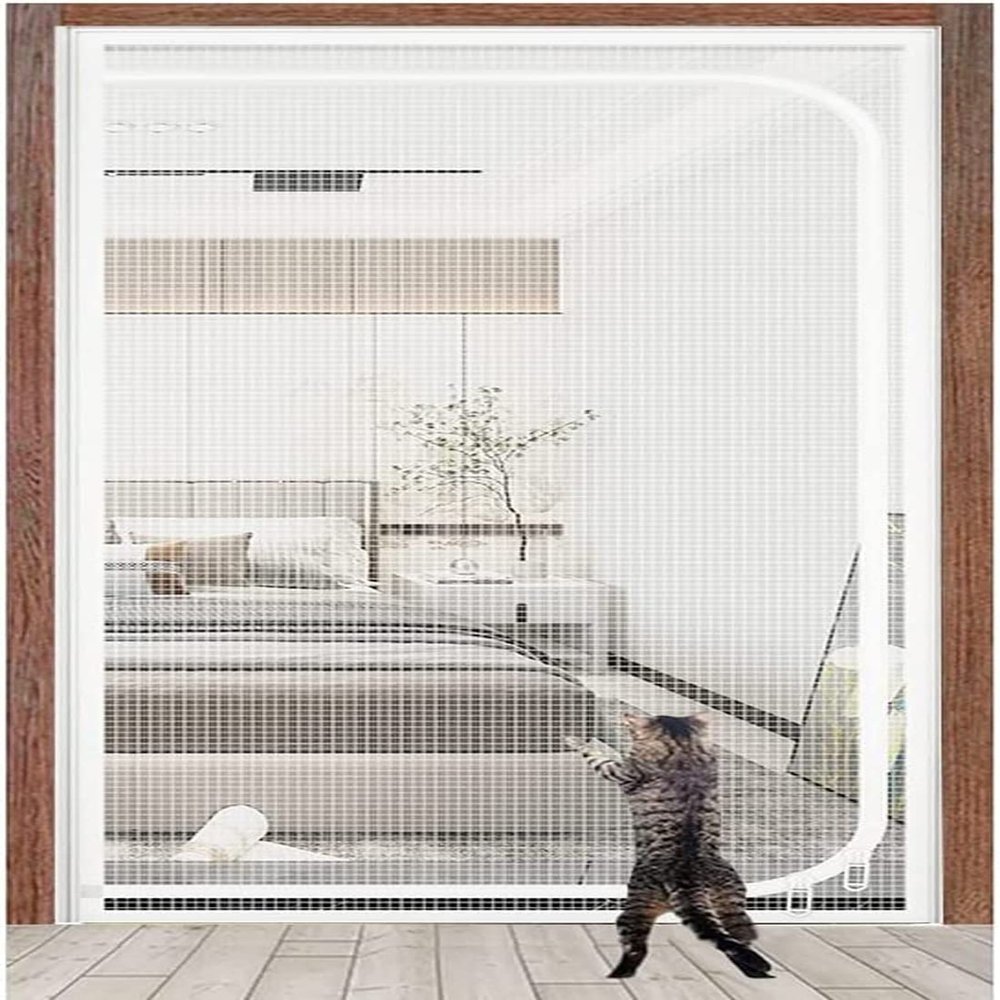 Reinforced Pet Screen Door, 90 x 200 cm, White