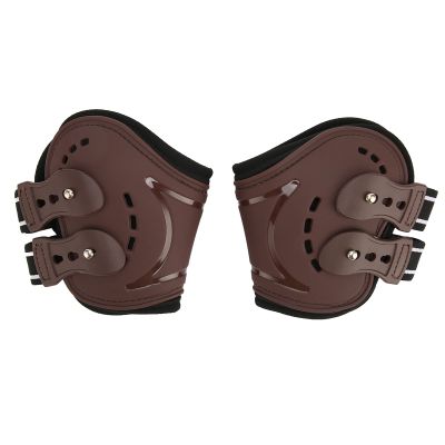 EVTSCAN Horse Hind-Leg Fetlock Boots, Breathable Shock-Absorbing, Perforated, Brown (L)