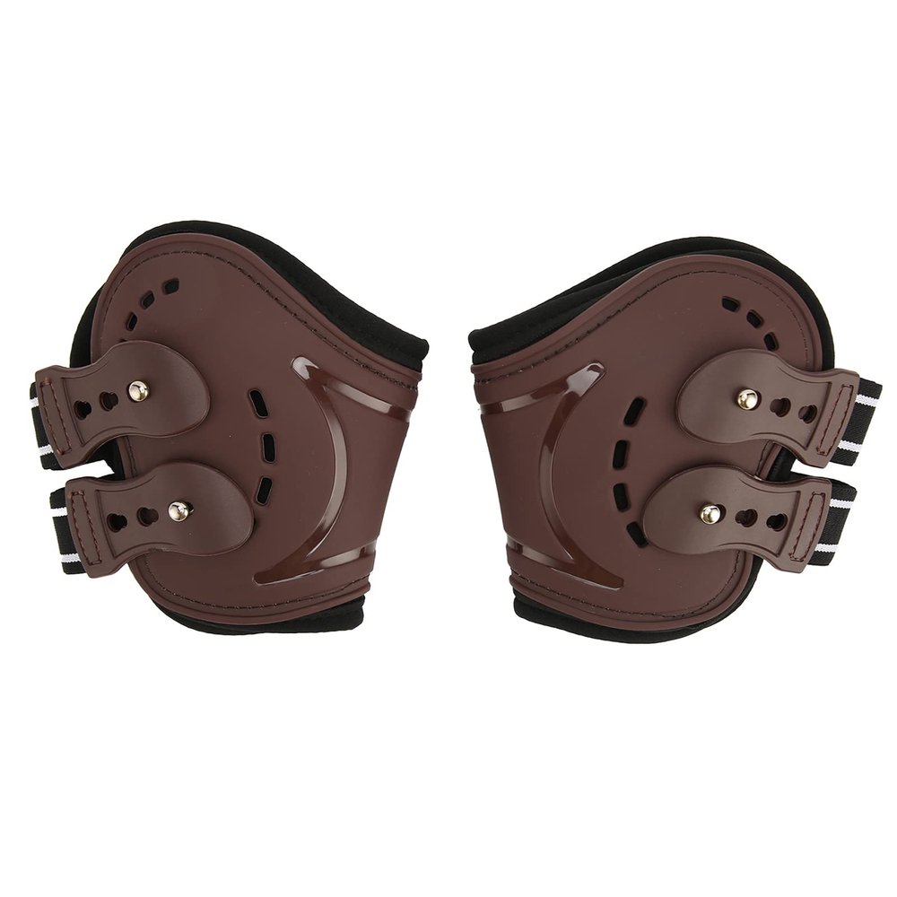 EVTSCAN Horse Hind-Leg Fetlock Boots, Breathable Shock-Absorbing, Perforated, Brown (L)