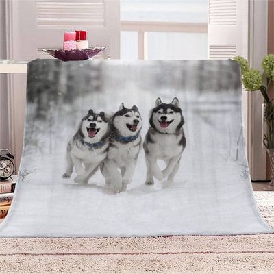 Kids' 3D Husky Dog Plush Blanket, 100 x 130 cm