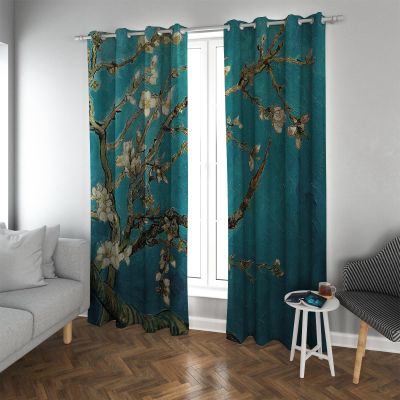 LANDOCROWN Dutch Art-Style Almond Blossom Blackout Curtains, 2 Panels, H 225 x W 160 cm