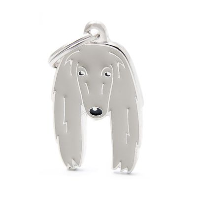 MyFamily Italian Personalized Afghan Hound Dog Tag, Hand-Enameled Metal, Friends Collection, 25 x 42 mm