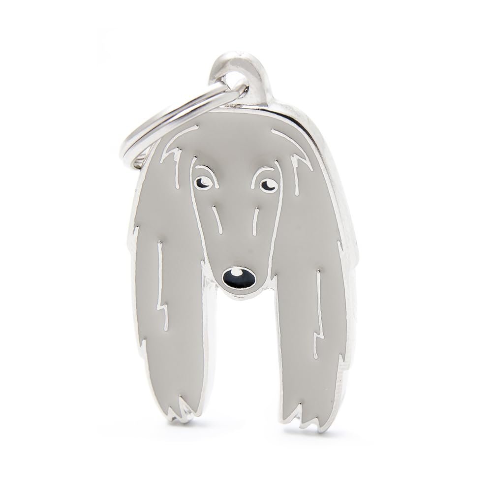 MyFamily Italian Personalized Afghan Hound Dog Tag, Hand-Enameled Metal, Friends Collection, 25 x 42 mm