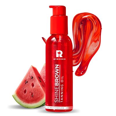 BYROKKO Shine Brown Watermelon Tanning Accelerator Oil (145 ml), Effective in Sun and Tanning Beds, Super-Active Oil for Maximum Tan