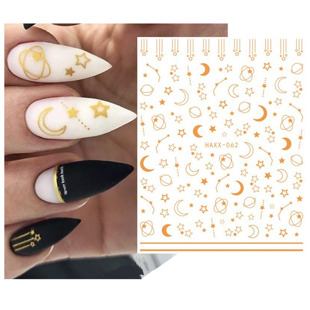 Self-Adhesive Black and White Geometric Love Letter Nail Stickers, Haxx062