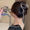 Gold Metal Shark Claw Hair Clip with Letter Q Tassel view 2
