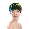 Glow-in-the-Dark Splatter Neon Shower Cap for Women, Reusable, for Long Hair, Double-Layer, Elastic Band view 3