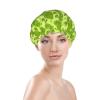 Cartoon Pea Pattern Shower Cap for Women, Reusable, for Long Hair, Double-Layer, for Adults and Children view 3