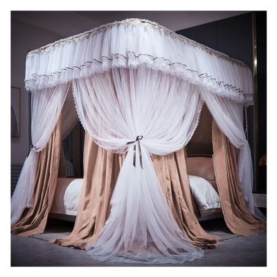 BUJOG U-Shaped Luxury Bed Canopy, Mosquito Net with Stainless Steel Holder, Shading and Dust Protection, A2, 150 x 200 x 230 cm