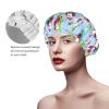 Merry Christmas Vintage Santa Shower Cap for Women, Reusable Long-Hair, Double-Layer, with Elastic Band, for Adults and Children view 4